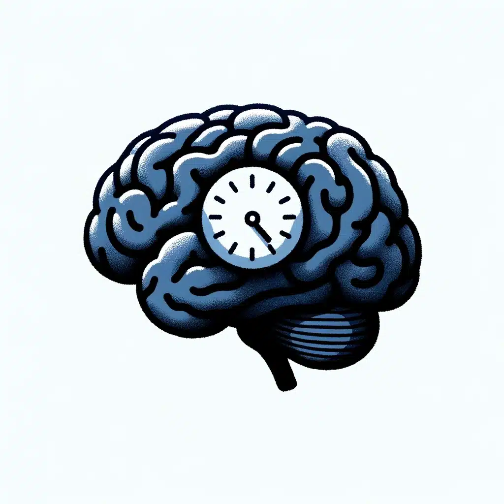 Cerveau et horloge figurant une notion de mémoire